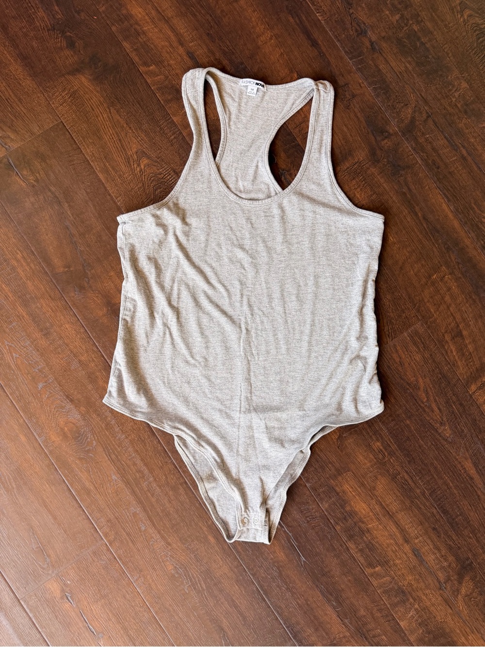 Fashion Nova Racerback Bodysuit - Light Heather Gray